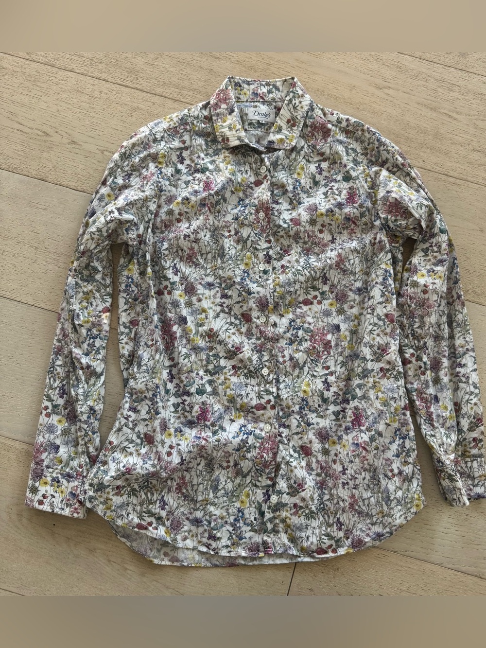 Rare Drake’s London Floral Button Front Shirt, Size 14